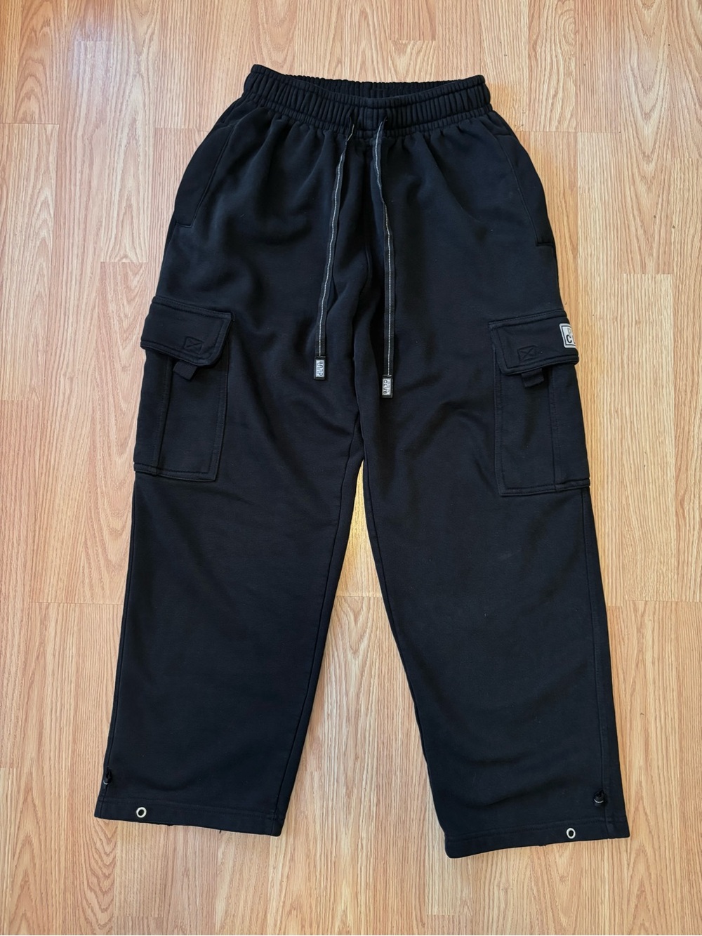 Pro Club Black Baggy Cargo Sweatpants with Drawstring